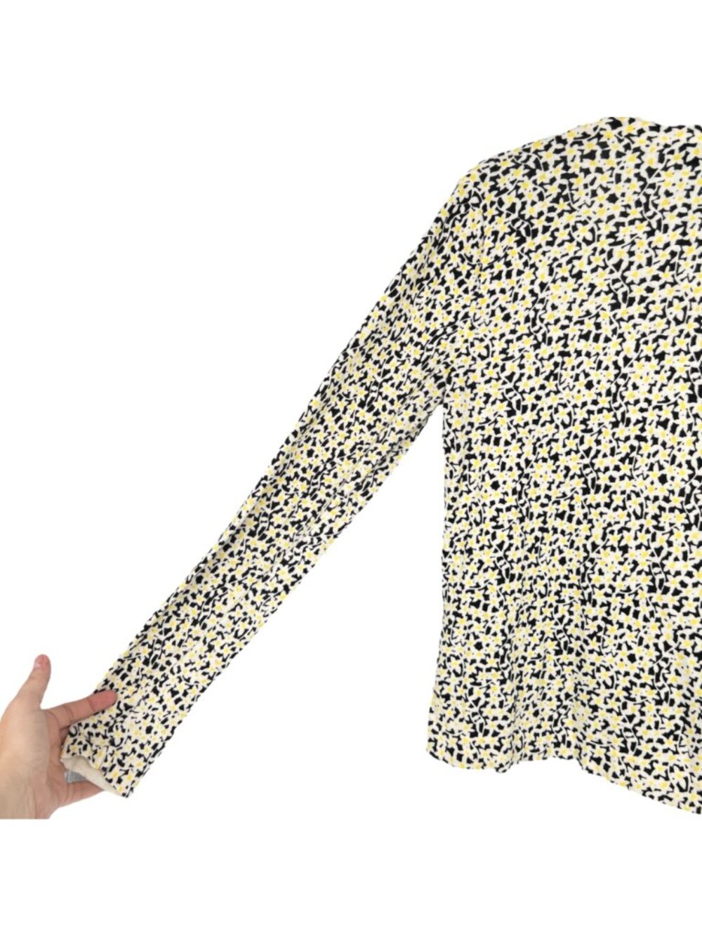 Diane Von Furstenberg Floral Preppy Quirky Cardigan Sweater Black Yellow Medium - Picture 5 of 10